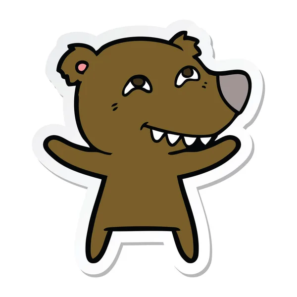 Sticker Cartoon Bear Showing Teeth — Stock Vector