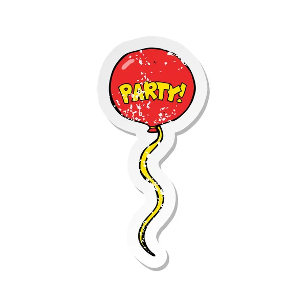 Pegatina retro angustiado de un globo de fiesta de dibujos animados — Vector de stock