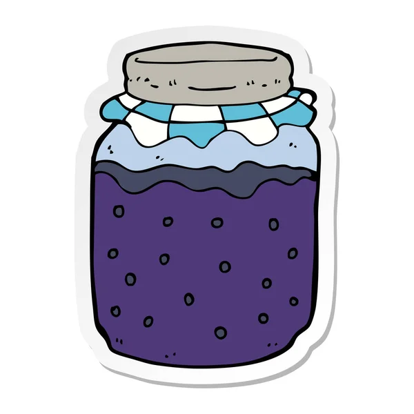 Sticker of a cartoon jam jar — Stock Vector