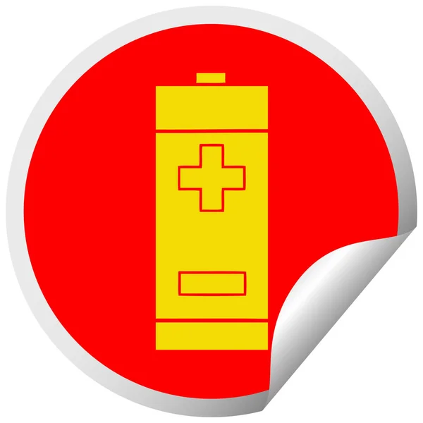 Descascamento circular adesivo cartoon bateria elétrica —  Vetores de Stock