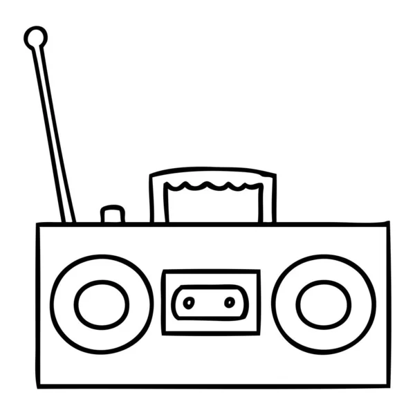 Rysowanie linii doodle retro odtwarzacza kasetowego — Wektor stockowy