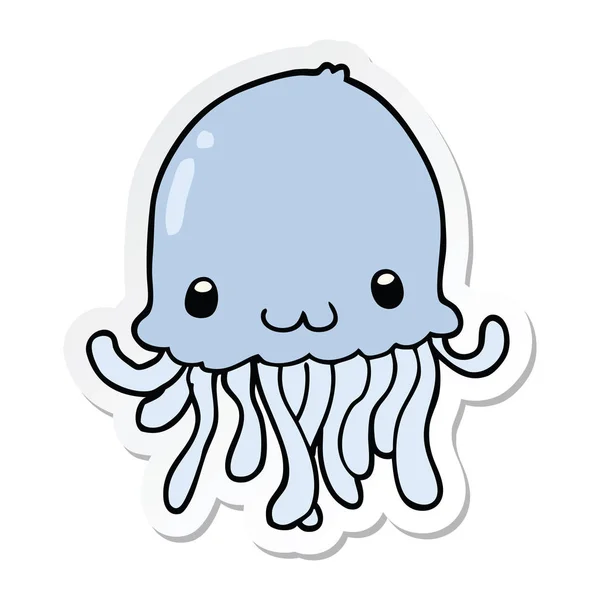 Sticker of a cartoon jellyfish — Stock Vector