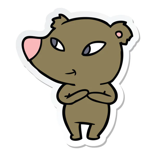 Etiqueta Urso Bonito Dos Desenhos Animados — Vetor de Stock