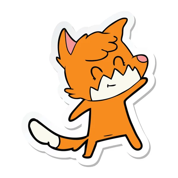 Sticker Van Een Cartoon Vriendelijke Fox — Stockvector