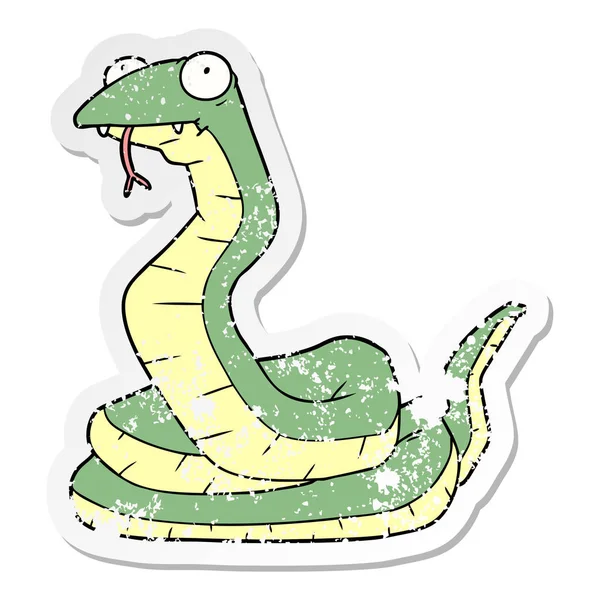 Autocollant affligé d'un serpent de dessin animé — Image vectorielle