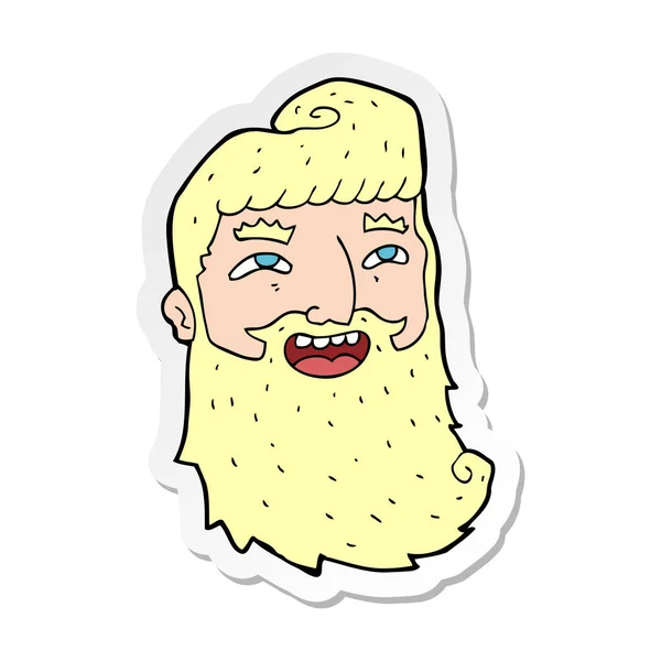 Pegatina de un hombre de dibujos animados con la barba riendo — Vector de stock