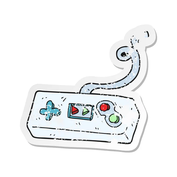 Retro Distressed Sticker Cartoon Game Controller — Stock Vector