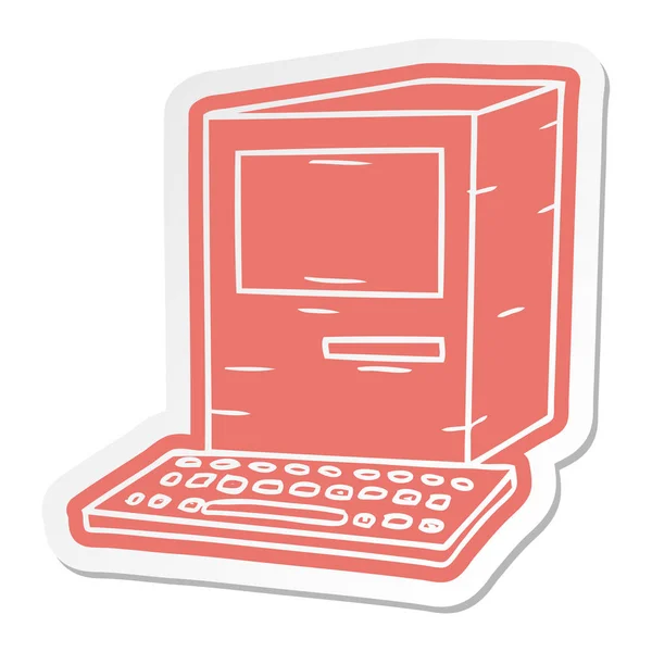 电脑和键盘的卡通贴纸 — 图库矢量图片