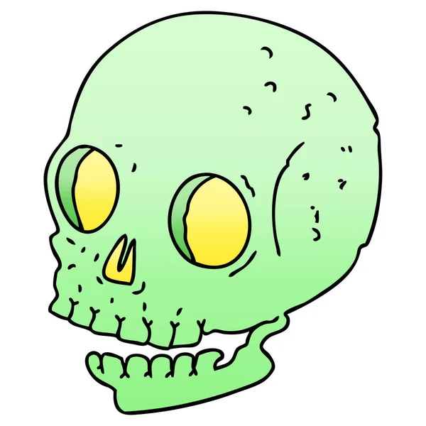 Peculiar gradiente sombreado cráneo de dibujos animados — Vector de stock