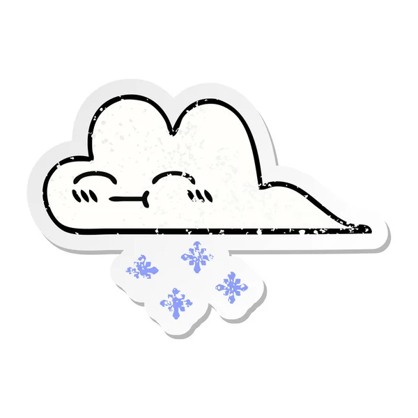 Autocollant Détresse Nuage Neige Dessin Animé Mignon — Image vectorielle