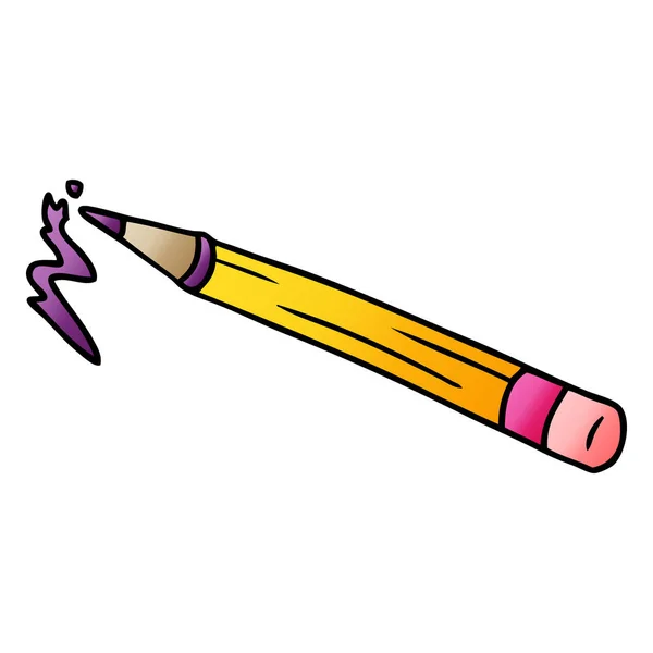 Garabato de dibujos animados degradado de un lápiz de color — Vector de stock