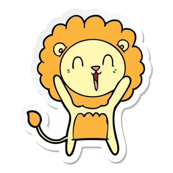 Наклейка смішного лева мультфільму — стоковий вектор