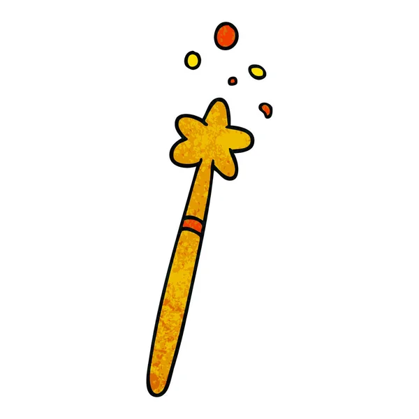 Desenho animado texturizado doodle de uma varinha mágica — Vetor de Stock