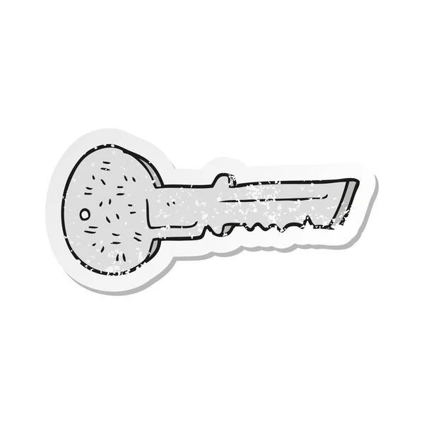 Retro Distressed Sticker Cartoon Door Key — Stock Vector
