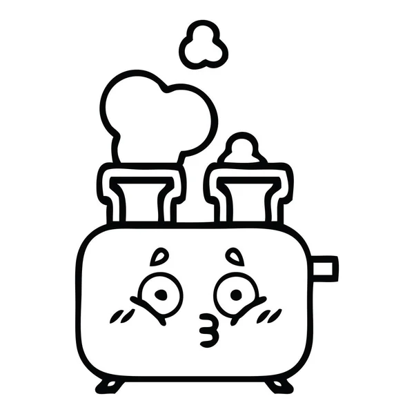 Line Drawing Cartoon Toaster — Stock Vector