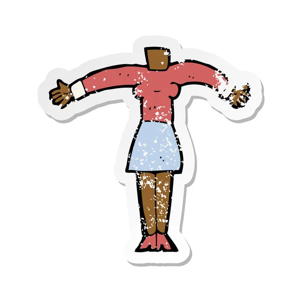 Retro noodlijdende sticker van een cartoon vrouwelijk lichaam — Stockvector