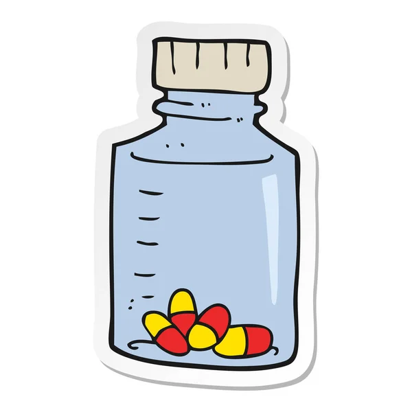 Sticker of a cartoon jar of pills — Stock Vector