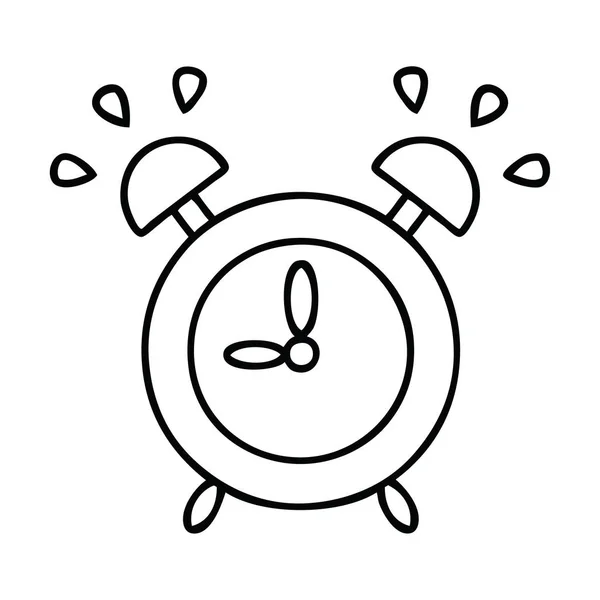 Line drawing cartoon ringing alarm clock — Stock Vector