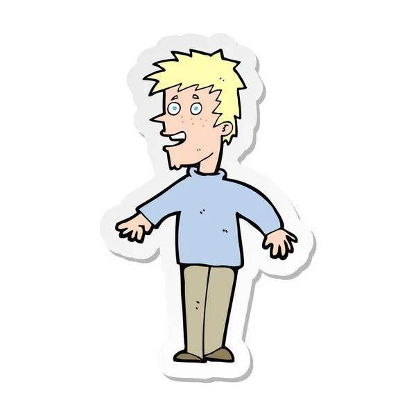Klistermärke på en tecknad glad pojke — Stock vektor