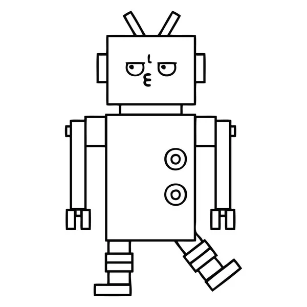 Linienzeichnung Cartoon Roboter — Stockvektor