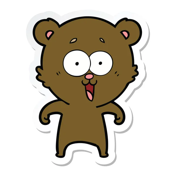 Sticker van een lachende teddy bear cartoon — Stockvector