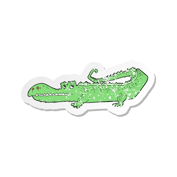 Retro distressed sticker of a cartoon crocodile — Stock Vector