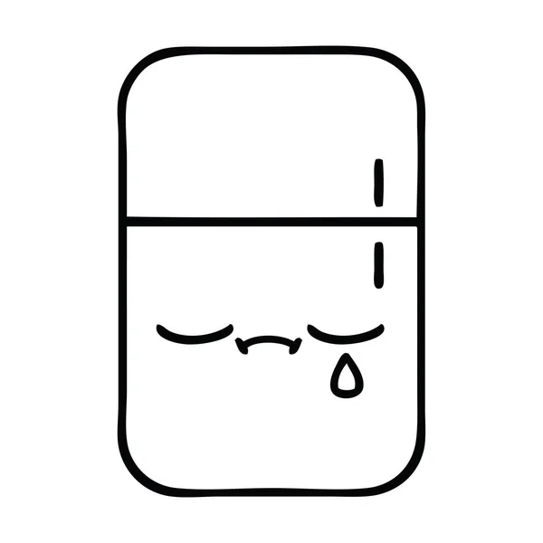 Zeichnung Cartoon Kühlschrank mit Gefrierfach — Stockvektor