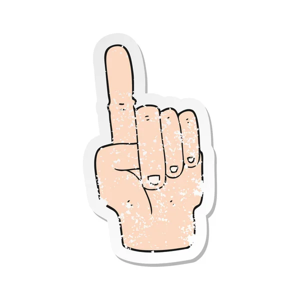 Retro Distressed Sticker Cartoon Pointing Hand — Stock Vector