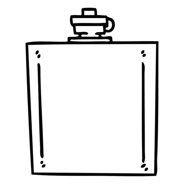 Linha Desenho Peculiar Cartoon Hip Flask — Vetor de Stock