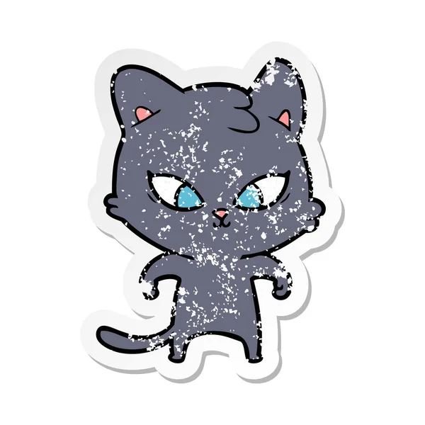귀여운 고양이의 고민된 스티커 — 스톡 벡터