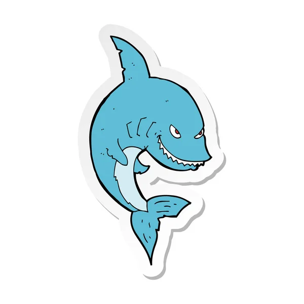 Sticker of a funny cartoon shark — Stock Vector