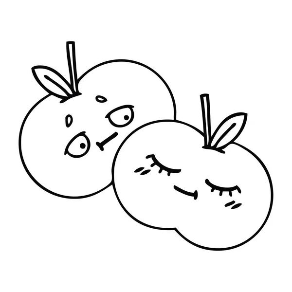 Linha desenho cartoon maçã suculenta — Vetor de Stock