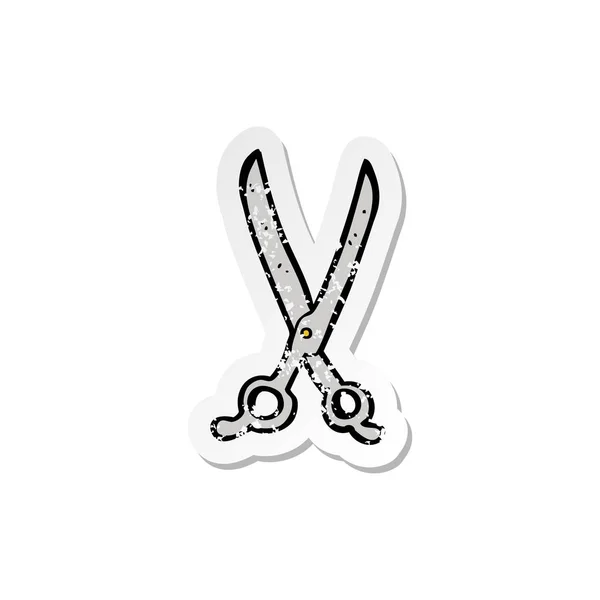 Retro distressed sticker of a cartoon scissors — Stock Vector