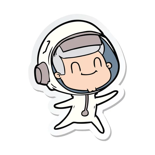 Sticker van een happy cartoon-astronaut — Stockvector