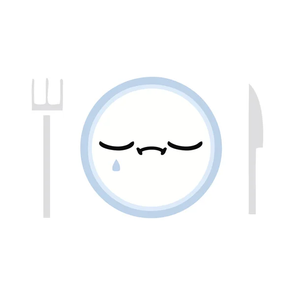 Cor plana retro desenho animado prato jantar — Vetor de Stock