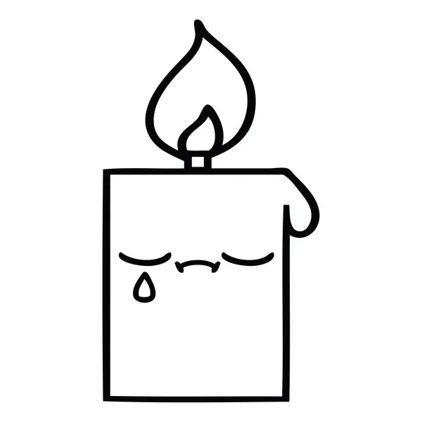 Лінія малювання мультфільм запалена свічка — стоковий вектор