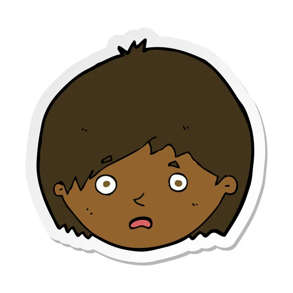 Sticker of a cartoon unhappy boy — Stock Vector