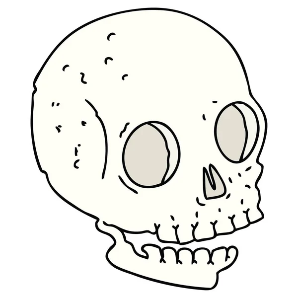 Peculiar mano dibujado calavera de dibujos animados — Vector de stock