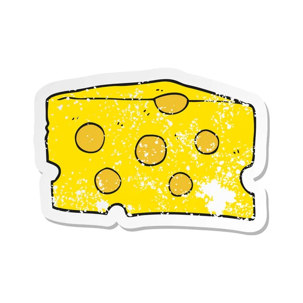 Retro Distressed Sticker Cartoon Cheese — Stock Vector