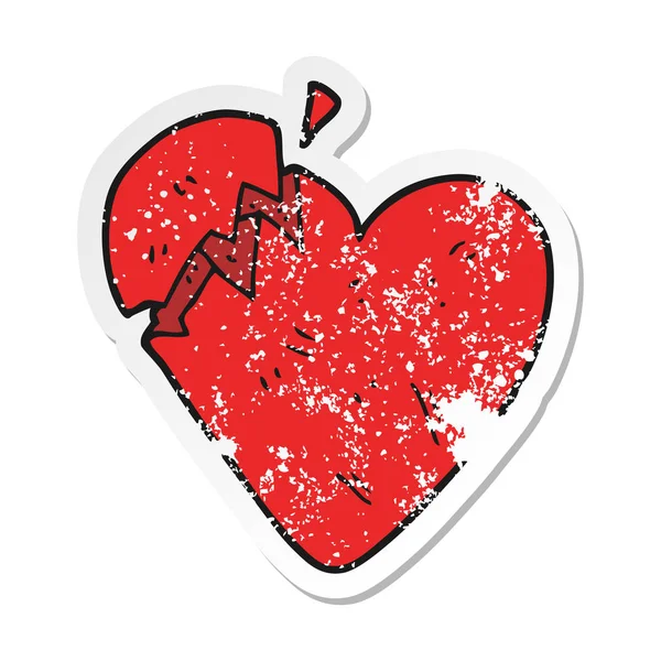 Retro Distressed Sticker Cartoon Broken Heart — Stock Vector