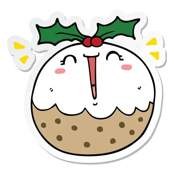 Autocollant d'un pudding de Noël dessin animé mignon — Image vectorielle