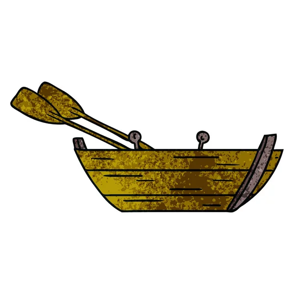 Rabiscos de desenhos animados texturizados de um barco de madeira — Vetor de Stock