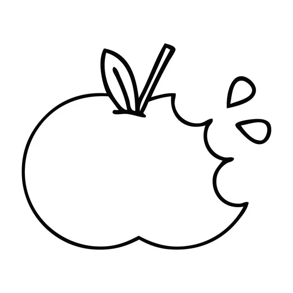 Linienzeichnung Cartoon roter Apfel — Stockvektor