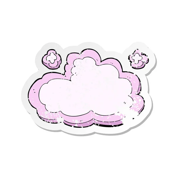 Retro Noodlijdende Sticker Van Een Cartoon Decoratieve Wolk — Stockvector