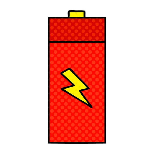 Comic book style cartoon electrical battery — Stock Vector