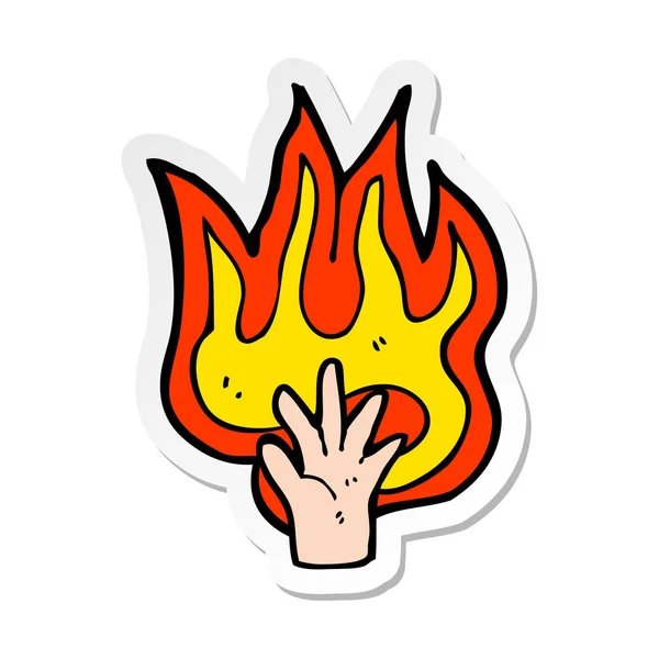 Sticker of a flaming hand symbol — Stock Vector