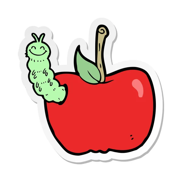 Sticker Van Een Cartoon Appel Met Bug — Stockvector