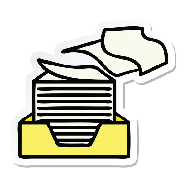 Autocollant d'un dessin animé mignon papiers empilés — Image vectorielle