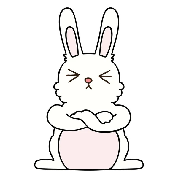 Skurrile handgezeichnete Karikatur Kaninchen — Stockvektor