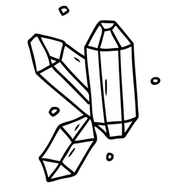 Dessin de ligne doodle de pierres précieuses de cristal — Image vectorielle